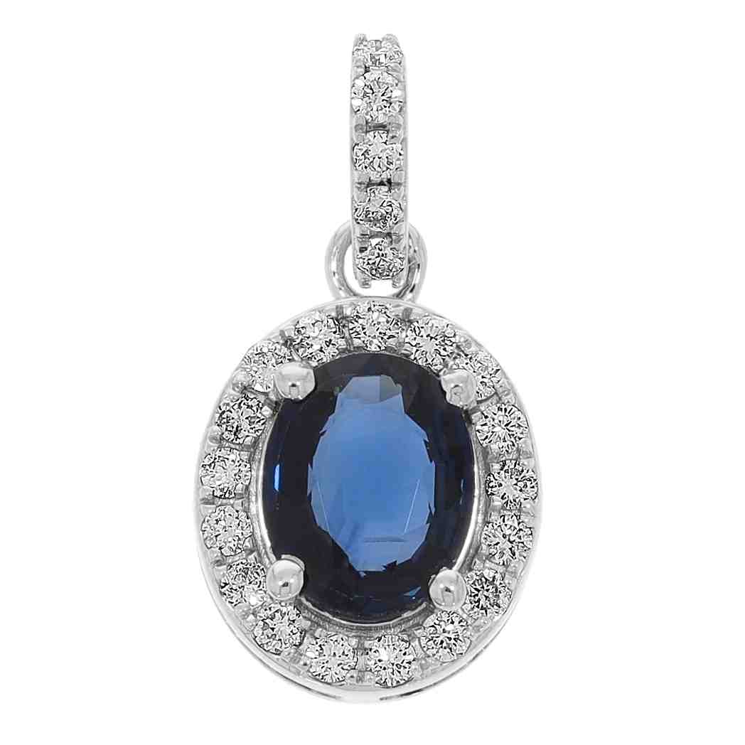 Oval Sapphire Halo Pendant PD30127A6.30X5.10